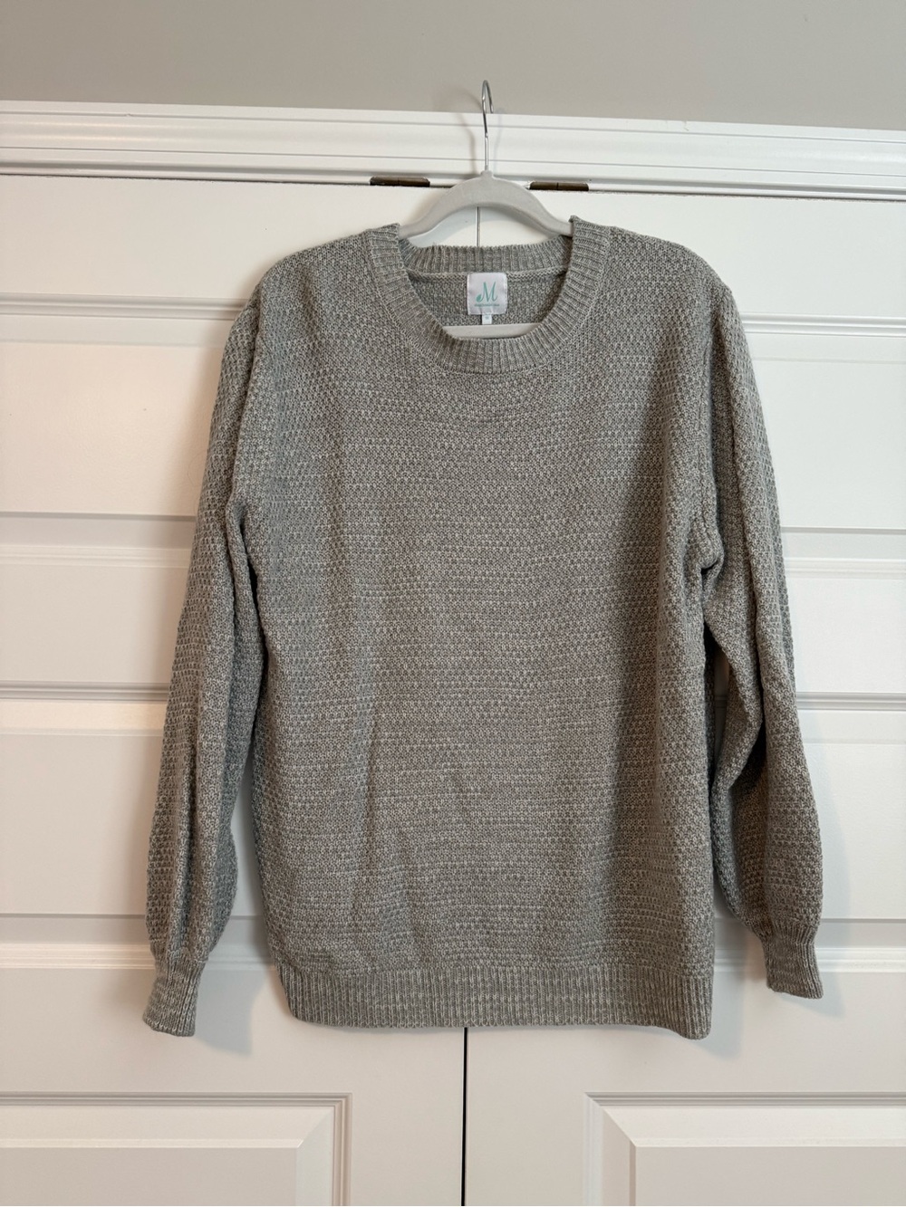 Women’s Light Gray Crewneck Textured Sweater